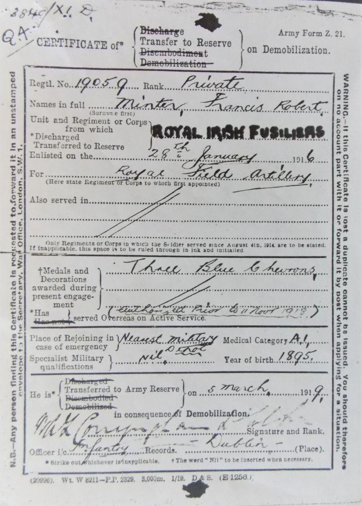 Francis Robert Minter 1896 - 1975